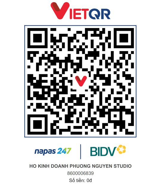 Mã QR chuyển khoản BIDV – HKD Phương Nguyễn Studio